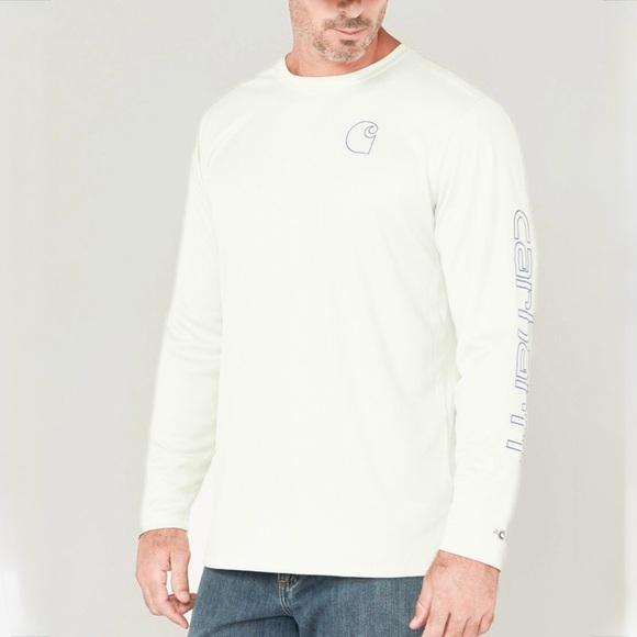Carhartt Other - NWT Carhartt Men's Force Sun Defender White Long Sleeve Tee with Blue Logo